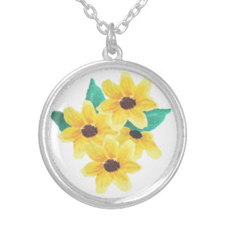 Black-Eyed Susan  (Rudbeckia Fulgida) Silver Plated Necklace