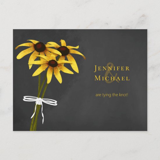 Black Eyed Susan save the date tying the knot Announcement Postcard