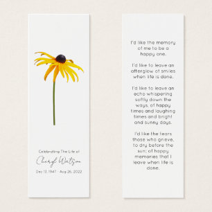 Black eyed susan Simple Memorial Mini Bookmark