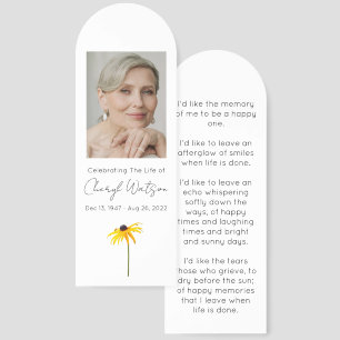 Black Eyed Susan Simple Photo Funeral Bookmark