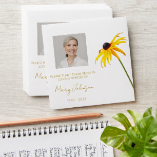 Black eyed susan Simple Photo Funeral Seed Envelope