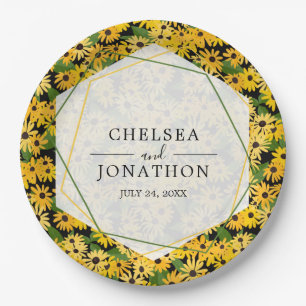 Black Eyed Susan Wedding Paper Plate