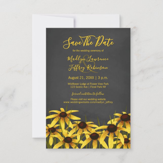 Black Eyed Susan wedding Save The Date (Front)