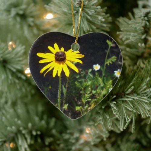 Black Eyed Susan_White Flowers Ceramic Ornament