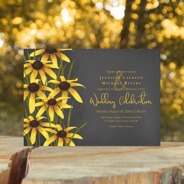 Black Eyed Susan wildflower chalkboard wedding Invitation (Creator Uploaded)
