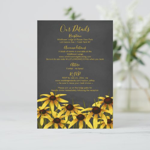 Black Eyed Susan wildflower wedding Enclosure Card