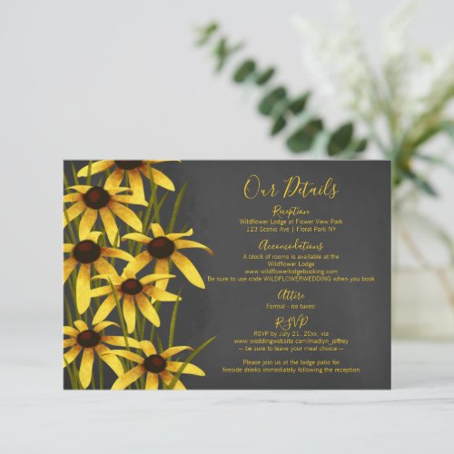 Black Eyed Susan wildflower wedding Enclosure Card