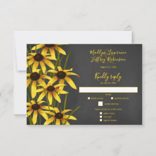 Black Eyed Susan wildflower wedding RSVP Card
