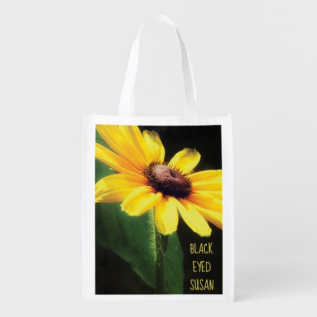 Black Eyed Susan Yellow Fine Art Grocery Bag (Front)