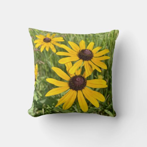 Black_Eyed Susan Yellow Wildflower Throw Pillow