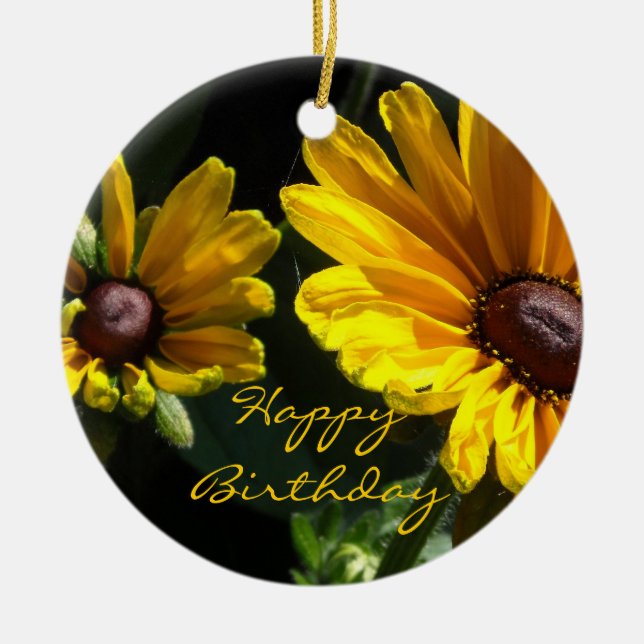 Black Eyed Susans Birthday Ceramic Ornament (Front)