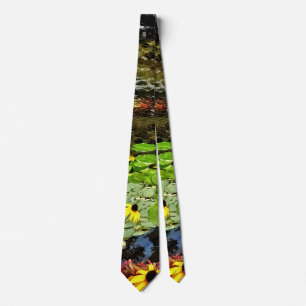 Black-Eyed Susans By Koi Pond Neck Tie