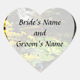 Black-Eyed Susans By Koi Pond Save the Date Heart Sticker