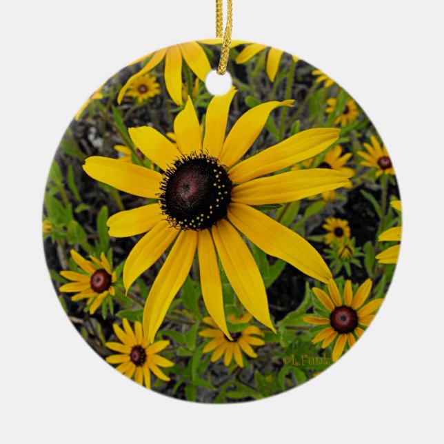 Black Eyed Susans Ceramic Ornament (Front)