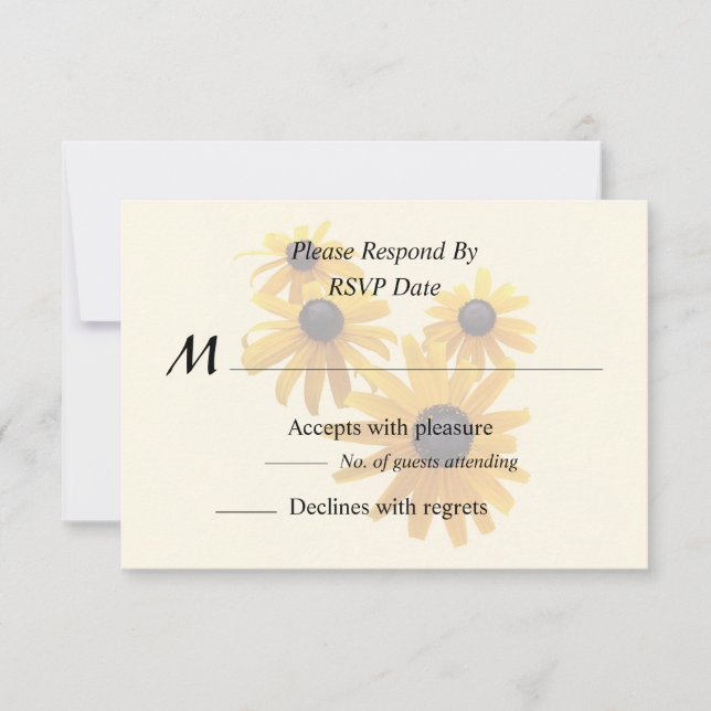 Black Eyed Susans Heart RSVP Card (Front)