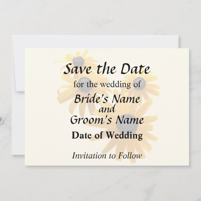 Black Eyed Susans Heart Save The Date (Front)