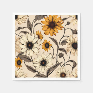 Black-Eyed Susans On Light Brown Napkins