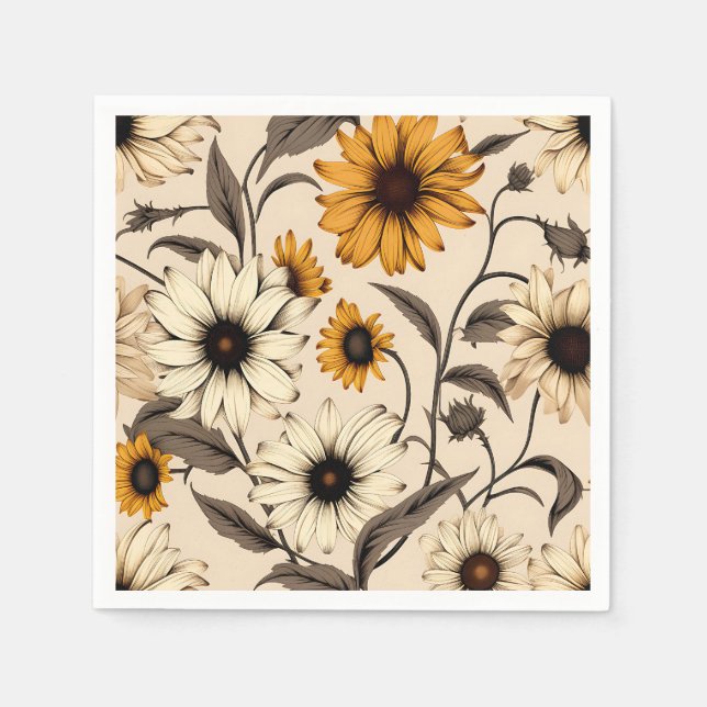 Black-Eyed Susans On Light Brown Napkins (Front)