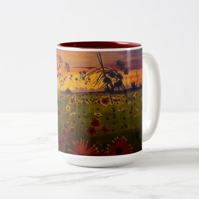 Black Eyed Susans,  Original by Gary Poling Two-Tone Coffee Mug (Front Right)