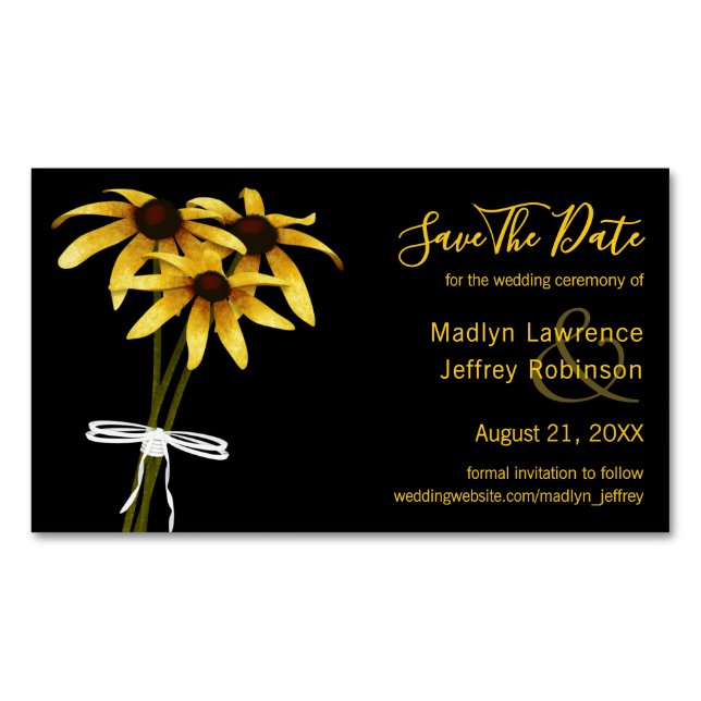 Black Eyed Susans wildflower wedding Business Card Magnet (Front)