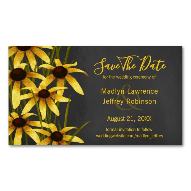 Black Eyed Susans wildflower wedding Business Card Magnet (Front)