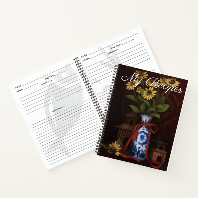 Black eyed Susans with Blue China blank Recipe Notebook (Inside)