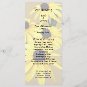 Black Eyed Susansin a Row Wedding Program