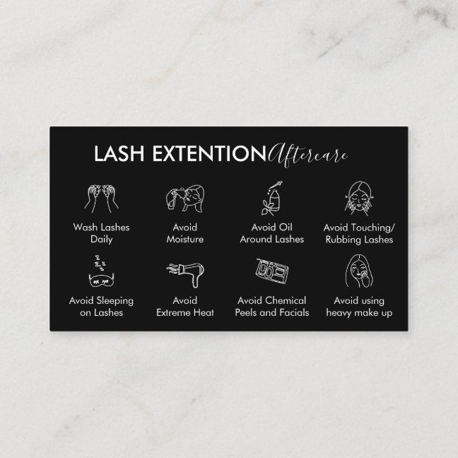 Black Eyelash Extension Products Aftercare Business Card