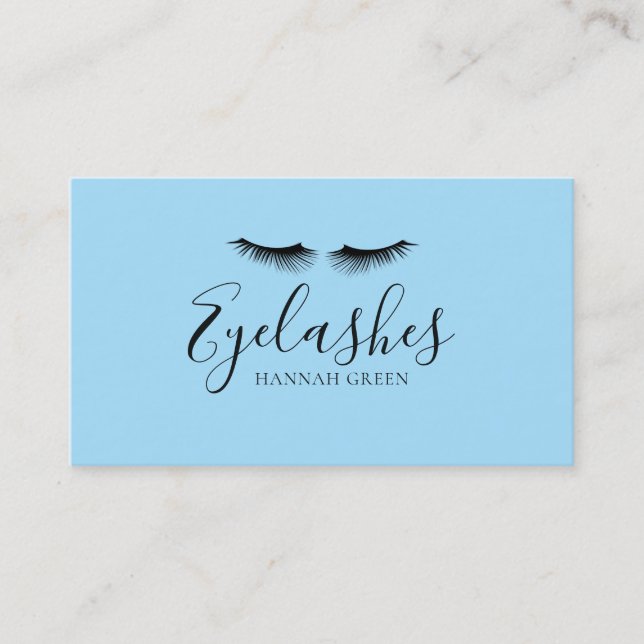 Black Eyelashes blue background Business Card (Front)