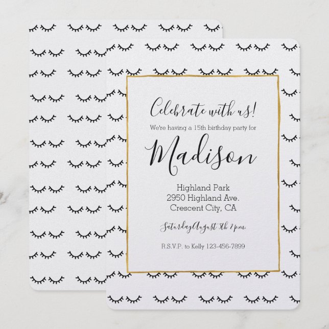 Black Eyelashes Invitation (Front/Back)