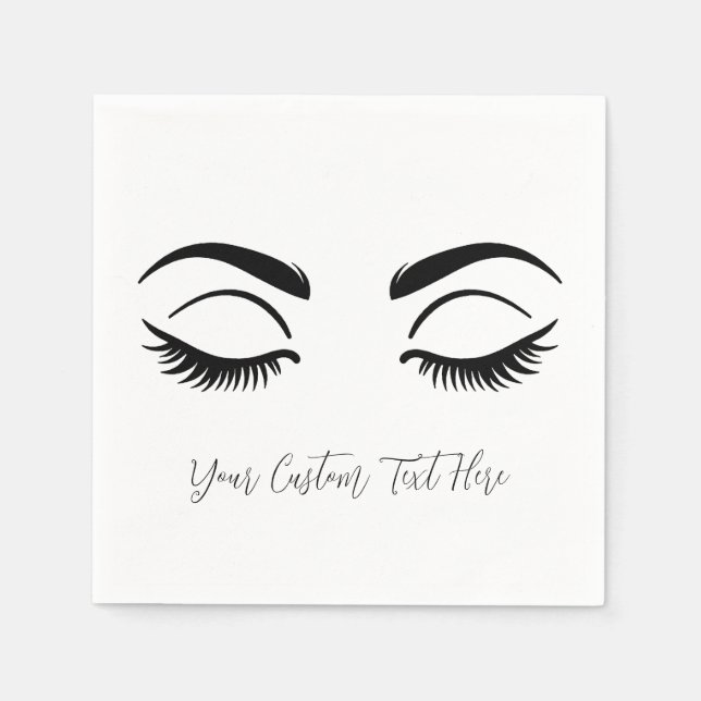 Black Eyelashes Lashes Beauty Lash Napkins (Front)
