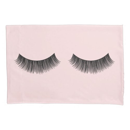 Black Eyelashes On Blush Pink Pillow Case