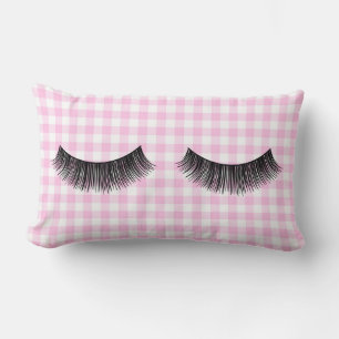 Black Eyelashes On Gingham Lumbar Pillow