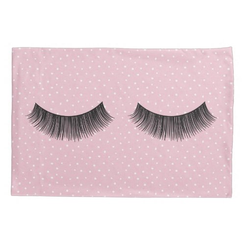 Black Eyelashes On Polka Dots Pillow Case