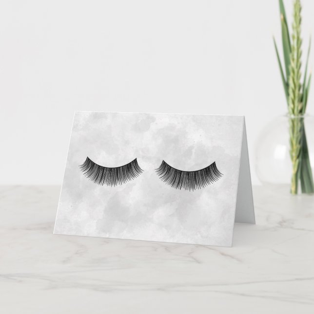 Black Eyelashes On Silver Watercolor Card (Front)