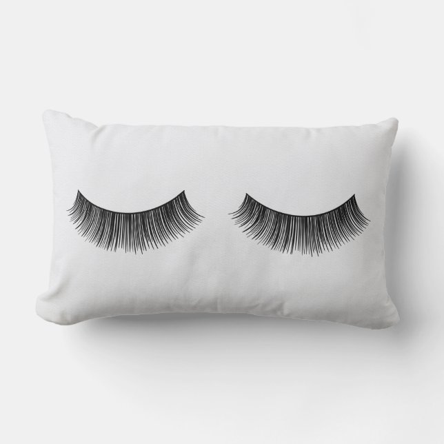 Black Eyelashes On White  Lumbar Pillow (Front)