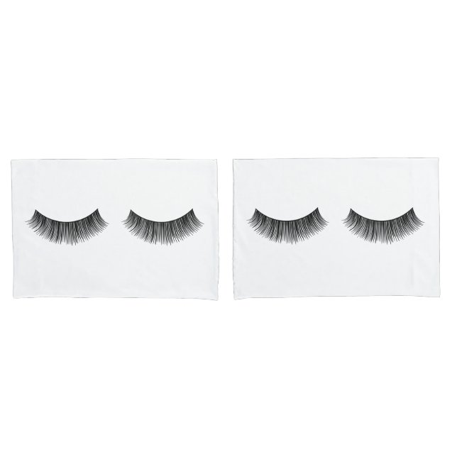 Black Eyelashes On White  Pillow Case (Front-Set)