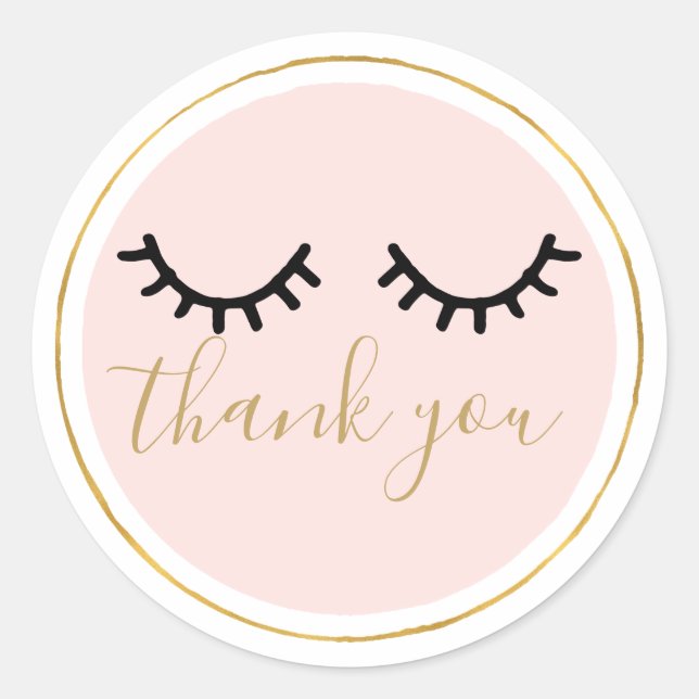 Black Eyelashes Thank you Classic Round Sticker (Front)