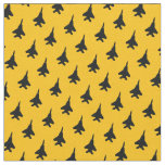 Black F-15 on Yellow 1 Inch Pattern Fabric