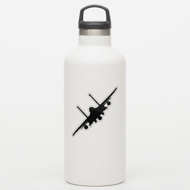 Black F-15E Strike Eagle Front View Silhouette Sticker (Waterbottle)