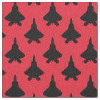 Black F-22 Raptor Fighter Jet Pattern on Red