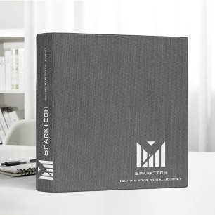 Black Fabric Texture Elegant Monogram Logo Custom 3 Ring Binder