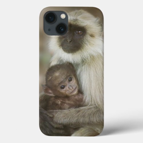 Black_face Langurs mother with baby in iPhone 13 Case