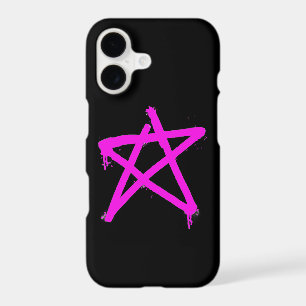 Black Face Mask with Pink Pentagram – Gothic Kawai iPhone 17 Case