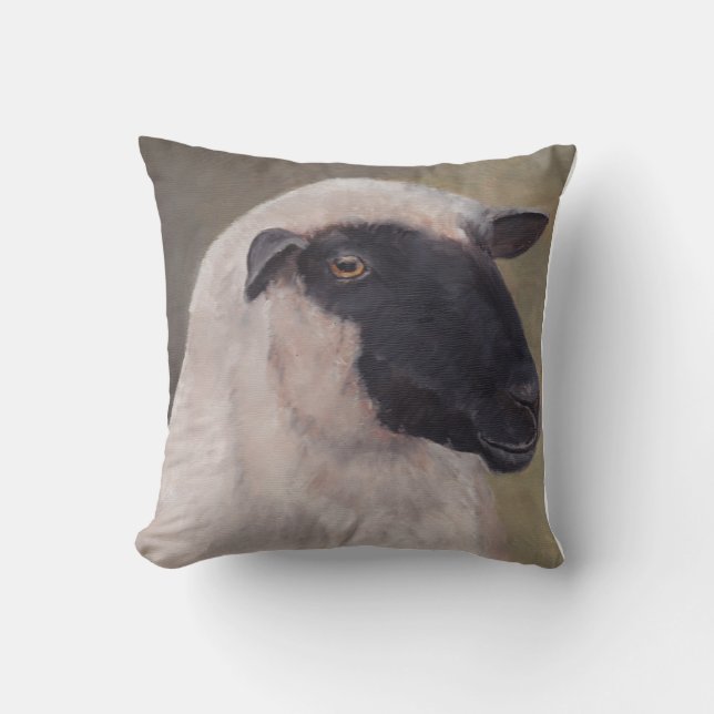 Black Face Sheep Art Pillow (Front)