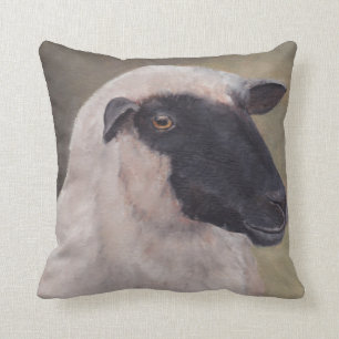 Black Face Sheep Art Pillow