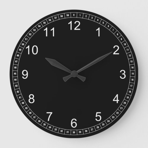 Black Face _ White Numbers Large Clock