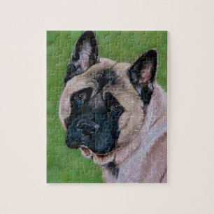 black faced akita cute dog portrait art jigsaw puzzle
