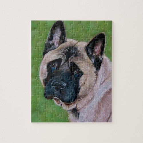 black faced akita cute dog portrait art jigsaw puzzle