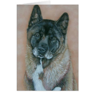 black faced akita dog picture realist portrait art cards